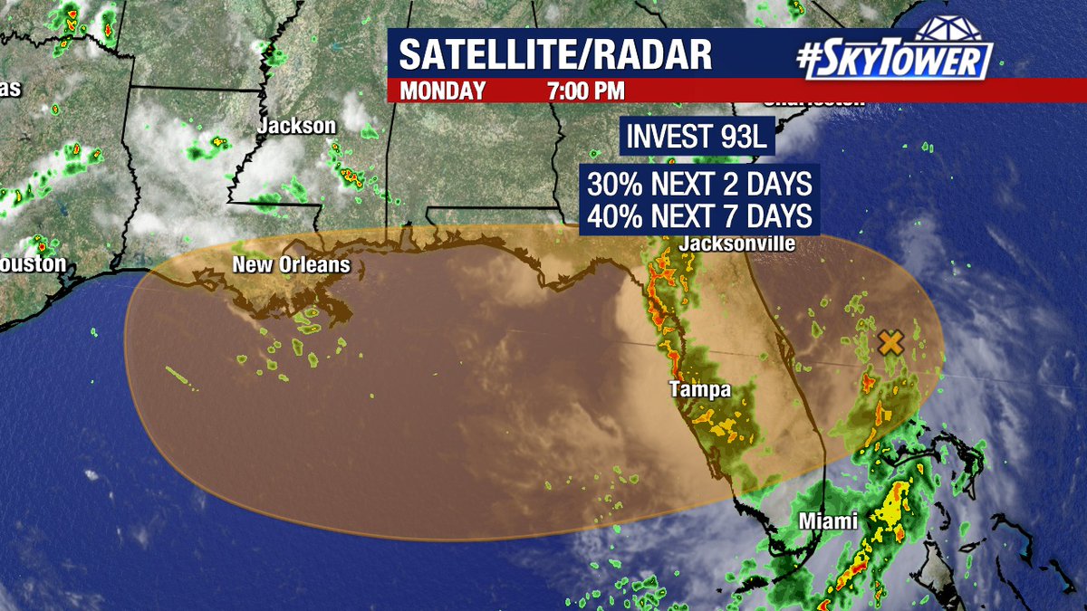 NHC has upped probability of tropical development to 30% during next 2 days - 40% during next seven days.
Main impact for our area will be rounds of heavy rain and thunderstorms. It will not be raining all of the time, but any rain that does fall will likely lead to localized