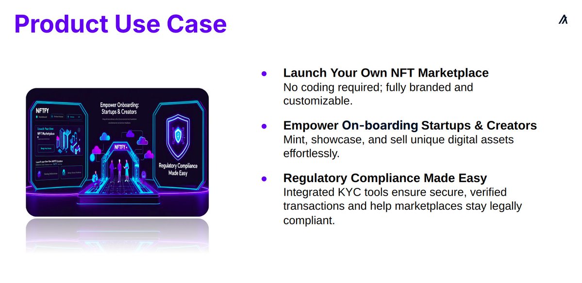 Algo_Bharat's tweet photo. AlgoBharat Open Source Spotlight🔦: NFTfy, a low/no-code NFT Marketplace builder for Algorand
Built by: @shaquibjr 

NFTfy lets you launch a fully branded NFT marketplace on Algorand with zero coding required. Ideal for creators and startups, it includes ARC69-based minting, storefront customization, and optional KYC flows for compliant selling. Built for scale and simplicity.

How to Reuse & Collaborate:
🎨 Fork the storefront UI to spin up creator-specific marketplaces with unique themes.
🔐 Contribute modular KYC layers, royalty logic, or wallet-gated collections.
🛠 Add features like bulk minting, auction logic, or payment integrations.

Connect and collaborate with Shaquib to expand NFTfy into a community-first, multi-tenant marketplace framework for Web3 adoption.