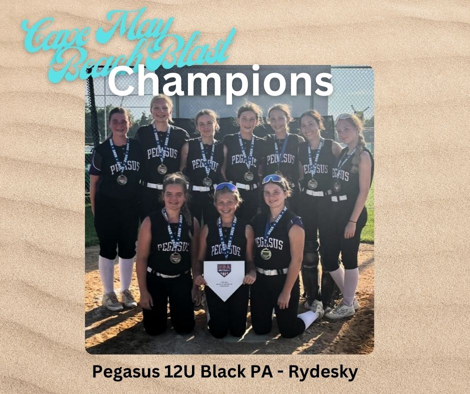 🎇Cape May Beach Blast Champions🎇
💜🥇After a 3-2 loss in game 1 of pool play, the girls won 5 straight. Pegasus went 5-1 for the weekend including a walk off win in pool play and an international tiebreaker championship win. 🥇💜 #pegasuschampions #pegasus12U #Pegasusproud