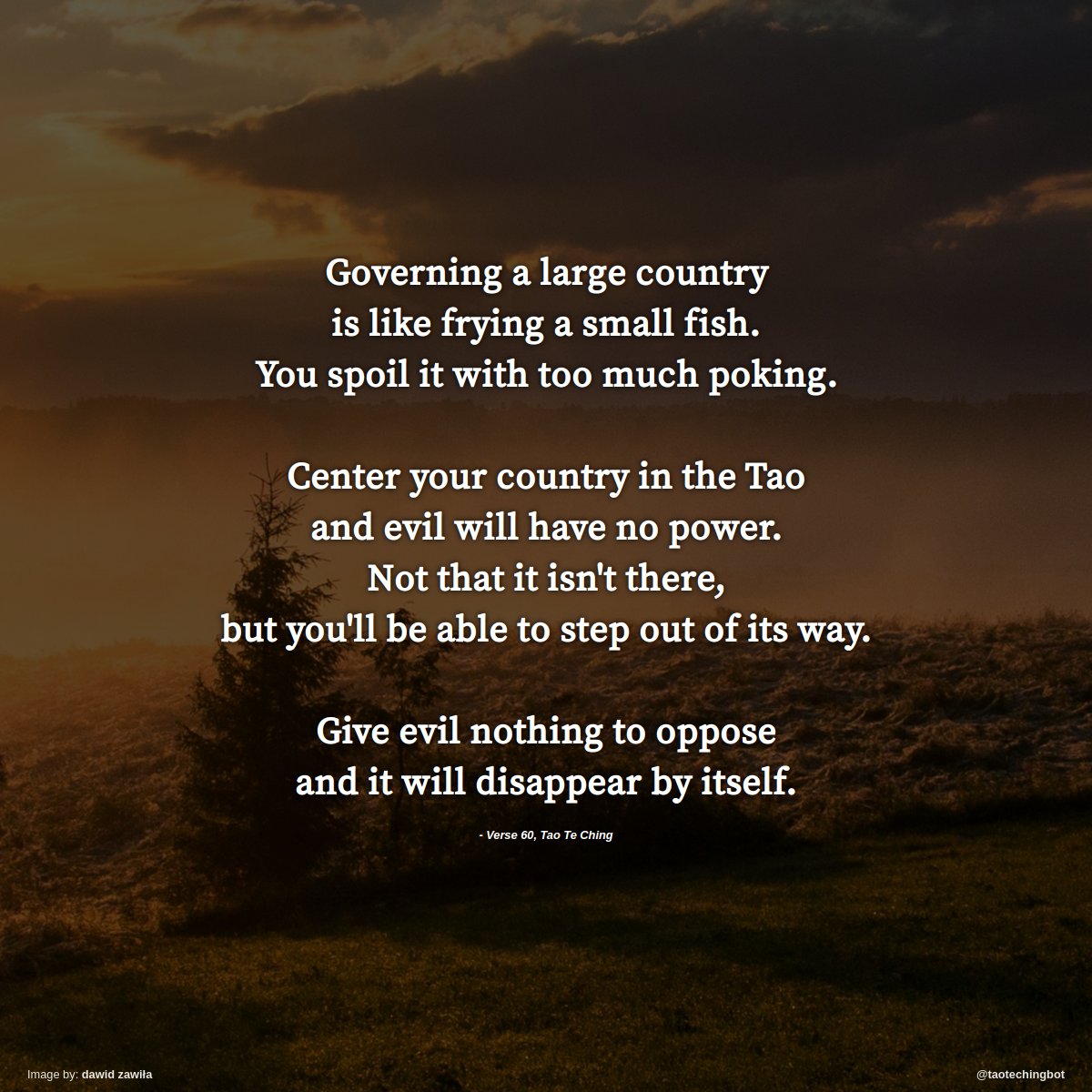 taotechingbot's tweet image. Verse 60 of The Tao Te Ching. #TaoTeChing #Laozi #Tao #LaoTzu #Taoism #BookOfTheWay