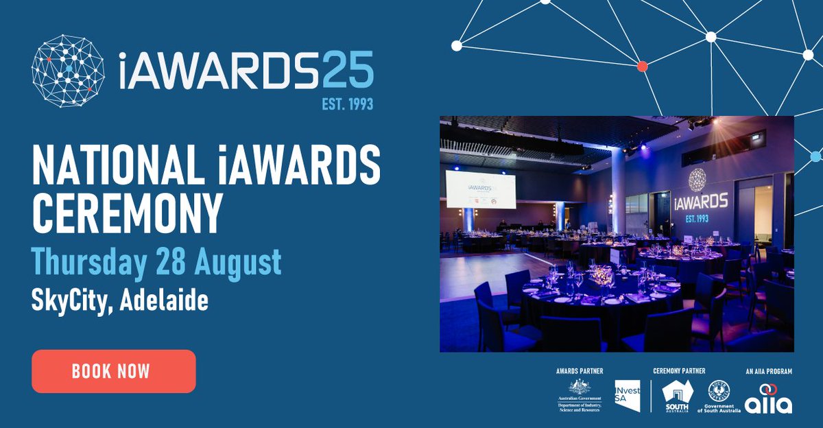 Join us for the National iAwards Gala Dinner! Celebrate our State &amp; Territory winners and hear from keynote speaker Mr Michael Brown MP. Don’t miss out—get your tickets now! aiia.com.au/event/2025-nat… 
#AIIA #iAwards #TechInnovation