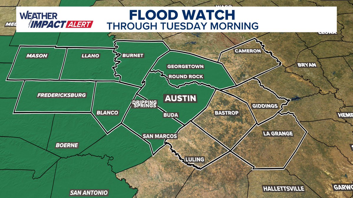 GraceThorntonWX's tweet image. NEW: Flood Watch extended again through Tuesday morning.