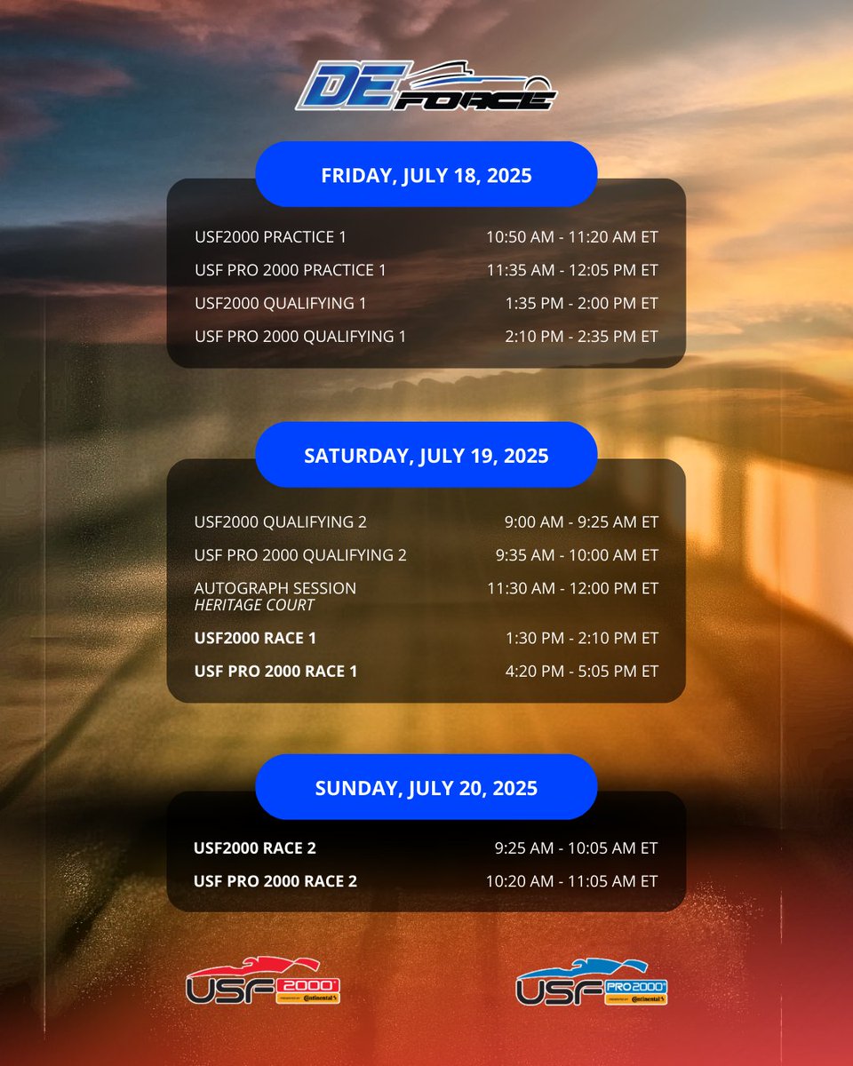 🇨🇦 Hello, Toronto! We’re back on the streets and ready to fly.

Catch USF2000 and USF Pro 2000 in action all weekend long! 🏁

#BringDEForce | #DEForceRacing | #StreetsOfToronto | #USF2000 | #USFPro2000 | #RaceWeek

@jeshua_alianell @tatangarzonorozco @patogonzgue