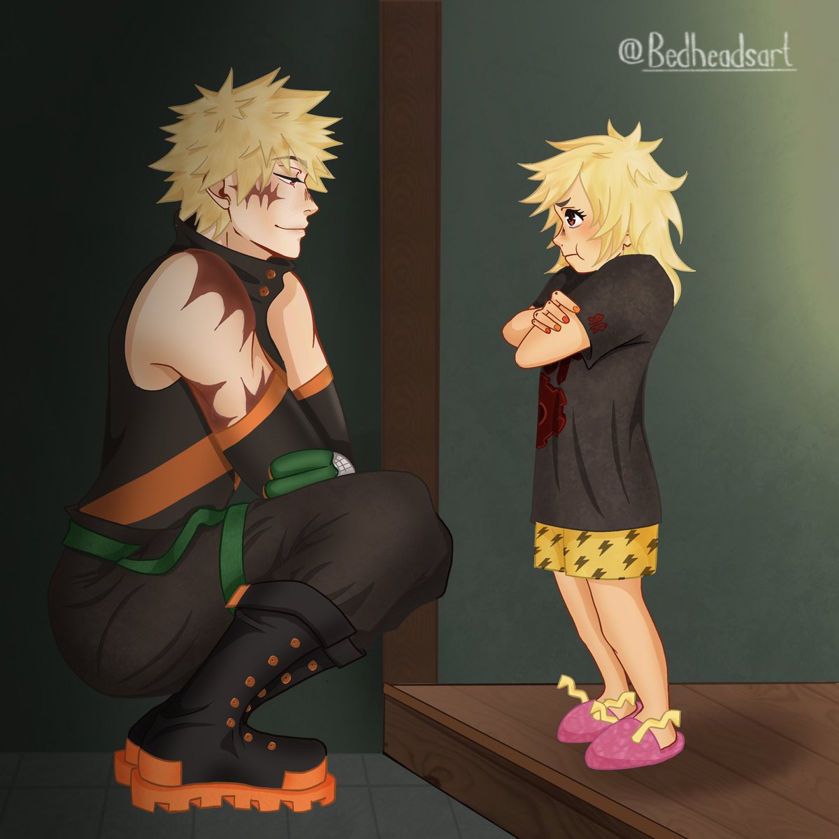 Pouring because her dad has to work a night shift and her other dad doesn’t read bedtime stories the right way 💔