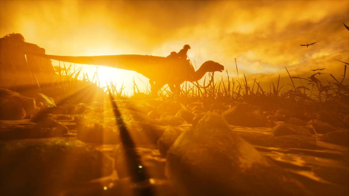 My favorite (and best) ark screenshot, the dino is Plateosaurus and the mod belongs to <a href="/Faye_C_Art/">🌺Artsy Fae🦕</a>