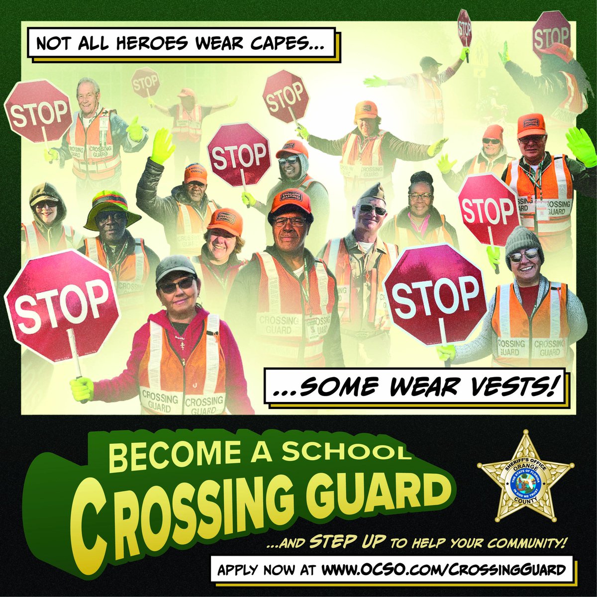 OrangeCoSheriff's tweet image. We're looking to hire more School Crossing Guards ahead of the new school year, which starts August 11!
The pay starts at $17.31 an hour with cash allowances for recruiting assistance and good attendance. Training, protective clothing and safety equipment are provided at no…