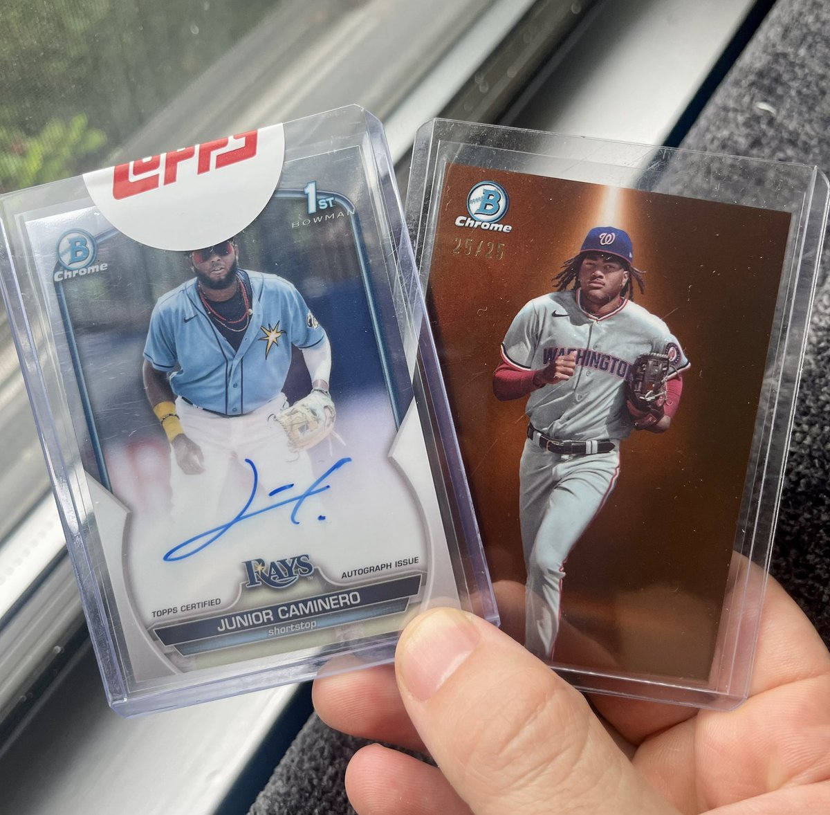 asalovey96's tweet image. GIVEAWAY TIME 🎉 ‼️
rules - must drop a follow + like and retweet
Winner’s choice between these 2 cards if you can correctly guess how many total home runs James Wood and Junior Caminero combine for during tonight’s #HomeRunDerby
Best of luck