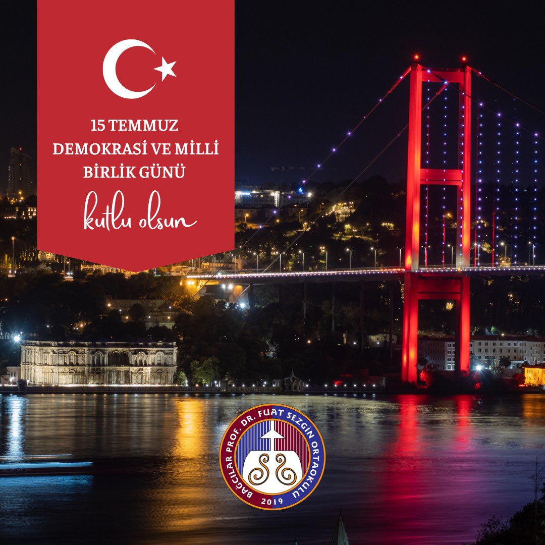 15 Temmuz Demokrasi ve Milli Birlik Günü kutlu olsun.🇹🇷
Milli İrade uğruna canlarını feda eden tüm şehitlerimizi rahmetle anıyor, gazilerimize şükranlarımızı sunuyoruz. 
<a href="/BagcilarMem/">Bağcılar İlçe Milli Eğitim Müdürlüğü</a>  <a href="/mehmetsansar60/">Mehmet Sansar</a>  <a href="/abdullahucgun33/">Abdullah Uçgun</a>