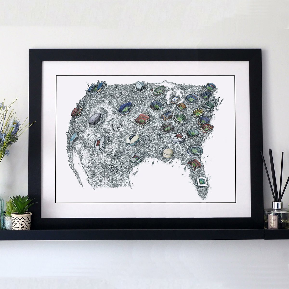 Stadium185's tweet image. Stellar stadium map from @StavesArt showing all the NFL stadiums (as of 2024) in the U.S.