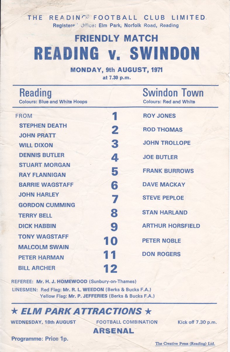 HertsRoyal's tweet image. Seems that #readingfc played #stfc several times in friendlies in the early 1970s so here are some single-sheet programmes from those to accompany today&apos;s match, little more than squad listings but still an historical record of those matches @TheTilehurstEnd @cribsie