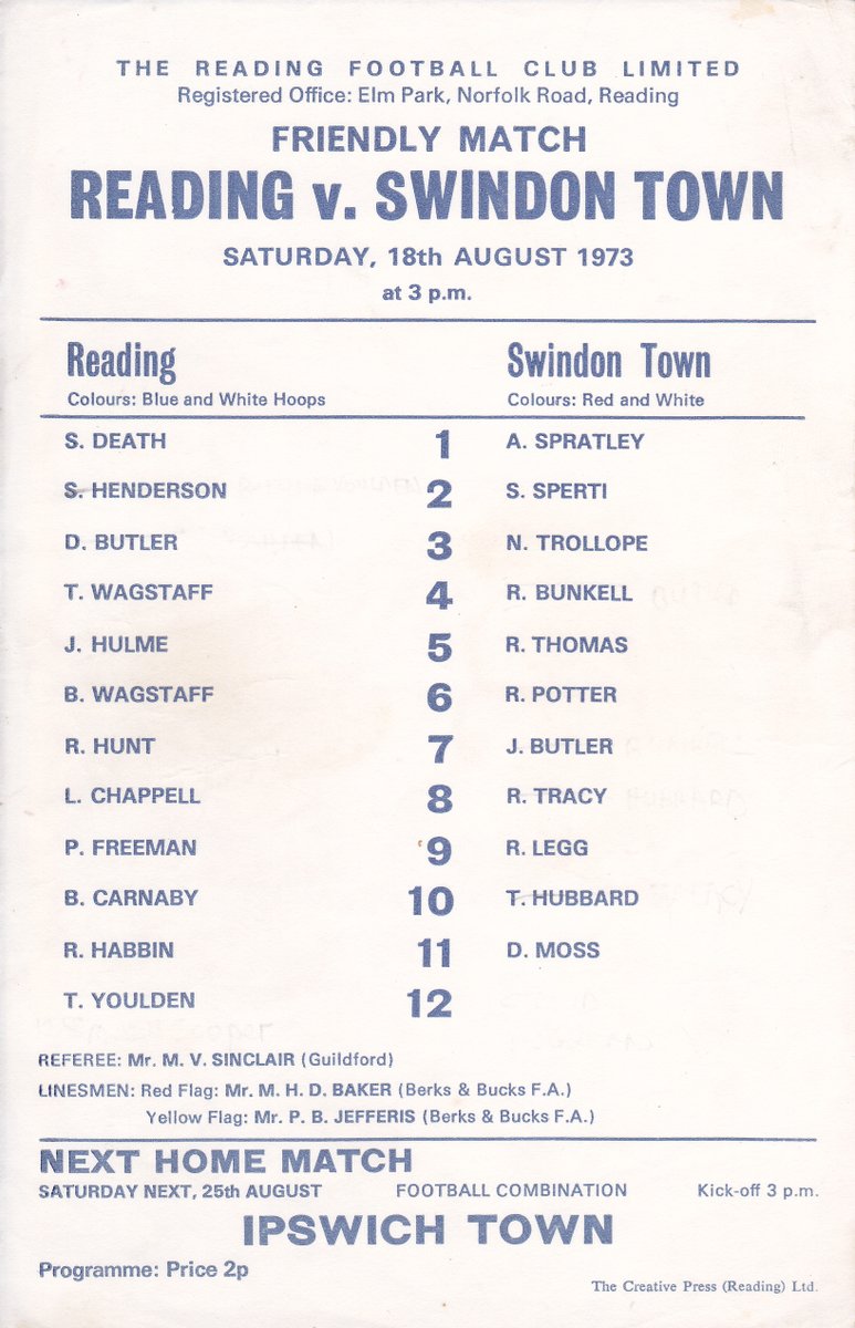 HertsRoyal's tweet image. Seems that #readingfc played #stfc several times in friendlies in the early 1970s so here are some single-sheet programmes from those to accompany today&apos;s match, little more than squad listings but still an historical record of those matches @TheTilehurstEnd @cribsie