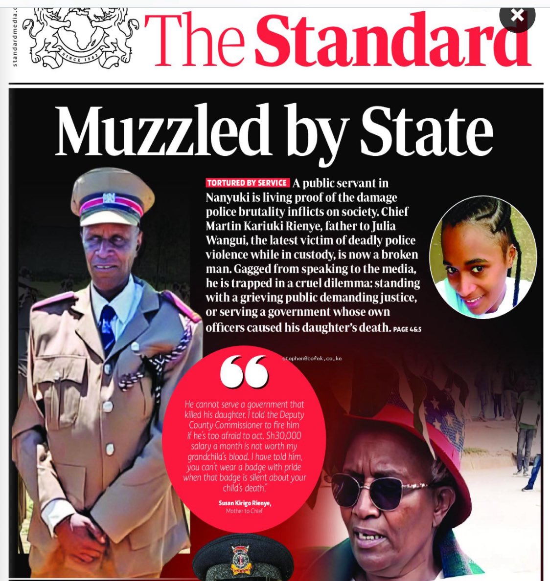 Muzzled by State - Case of the Chief who can’t speak to media about his daughter who died in the hands of police — #JusticeforJuliaNjoki