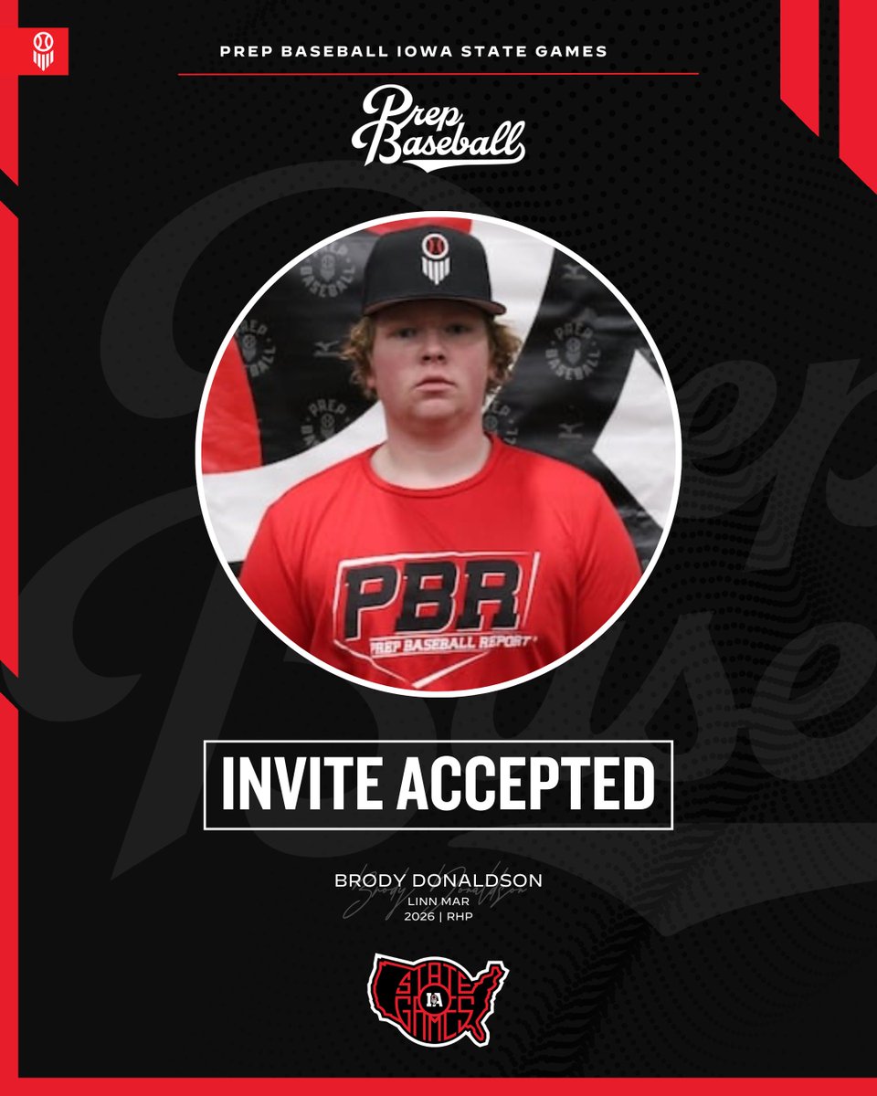𝗜𝗼𝘄𝗮 𝗦𝘁𝗮𝘁𝗲 𝗚𝗮𝗺𝗲𝘀: 𝘐𝘯𝘷𝘪𝘵𝘦 𝘈𝘤𝘤𝘦𝘱𝘵𝘦𝘥 ✅

Brody Donaldson 
ℹ️ 2026, RHP, Linn Mar
👤 loom.ly/kp4N4tU

Who's Next?! ⤵️
loom.ly/D606Qbo