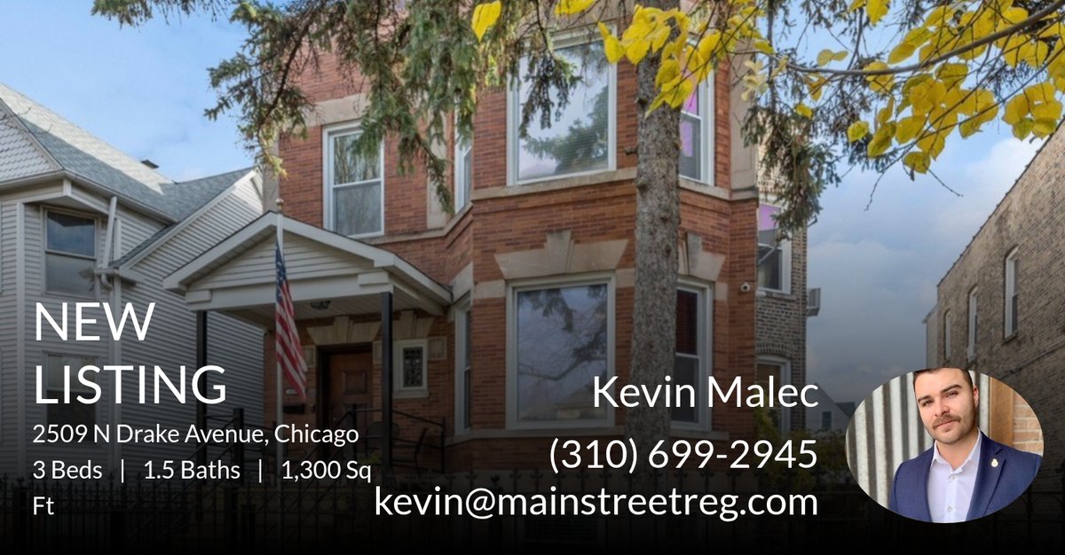 MainStreetREG's tweet image. 📍 New Listing 📍 Take a look at this fantastic new property that just hit the market located at 2509 N Drake Avenue 1b in Chicago. Reach out here or at (310) 699-2945 for more information

Main Street Real Estate Group 
info... homeforsale.at/2509_N_DRAKE_A…