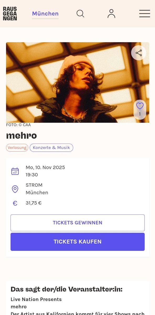 To all the german <a href="/iammehro/">mehro</a> fans, you have chance to win free tickets 🎟 for the upcoming  show in München (Munich).
That's so dope. 😃🤟 let's f%cking gooo!
Here's the link: rausgegangen.de/events/mehro-3/
Please follow my new account  on IG for more updates. 
"mehro.germany "