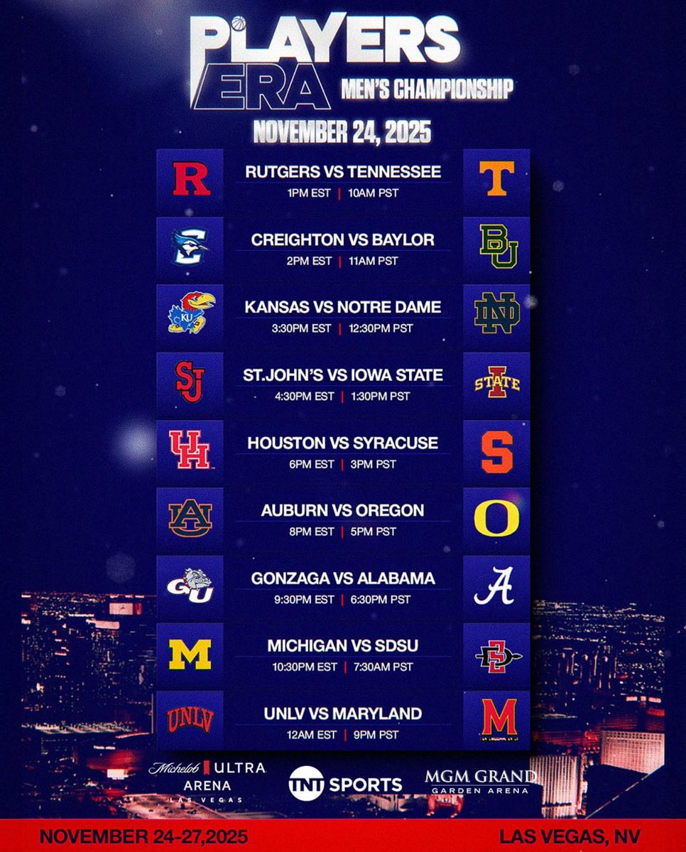 CBKReport's tweet image. The Players Era Feast Week tournament is going to be INSANE 🤯
Each of the 18 teams plays 2 games. Then, top teams advance to a “Premier Four” Championship and 3rd place game.
Plus, a full consolation bracket for the rest of the field.
Buckle. Up. 🦃