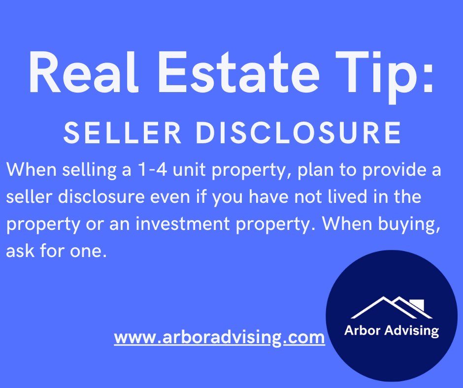 ArborAdvising's tweet image. When should you provide a #sellerdisclosure and when should you ask for one as a #buyer?

Let us help you add #streamsofincome, create #financialindependence, reduce your #taxes, and leave a #legacy.

arboradvising.com/contact

#Michigan #RealEstate #RealEstateInvesting #invest