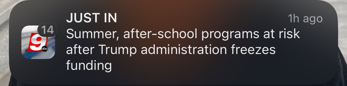 AVGuyCaleb's tweet image. The two alerts to my phone this afternoon. #Trump is trying to kill the #education system.