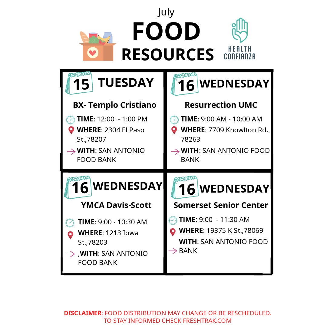 HealthConfianza's tweet photo. 🥕 Free Food Distributions Available Near San Antonio⁠
Free food distributions are taking place near San Antonio to support our community.⁠
📍 Find a location near you and stop by!⁠
-⁠
#CommunitySupport #FoodDistributionSA #SanAntonioResources #FoodForAll #PublicHealth https://t.co/FyxlBs6AIC