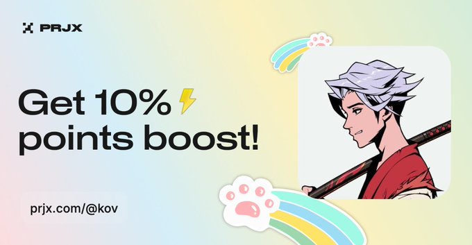 Project X 10% Points Boost Promotion featuring an anime-style character with a sword and colorful design