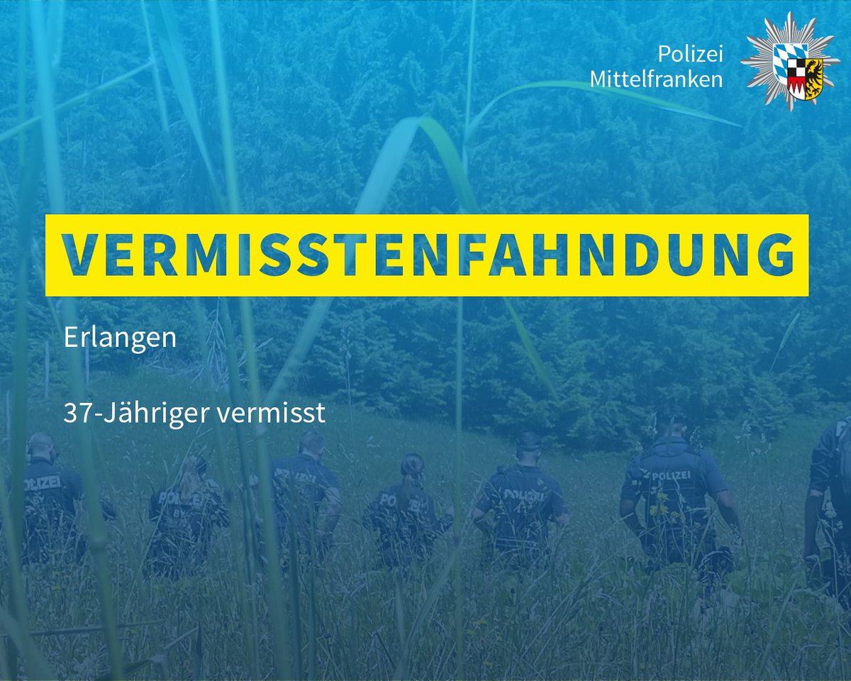 Seit Montagnachmittag (14.07.2025) wird ein 37-Jähriger in #Erlangen vermisst. Die Polizei bittet um Hinweise zum Aufenthaltsort des Vermissten.

polizei.bayern.de/aktuelles/pres…