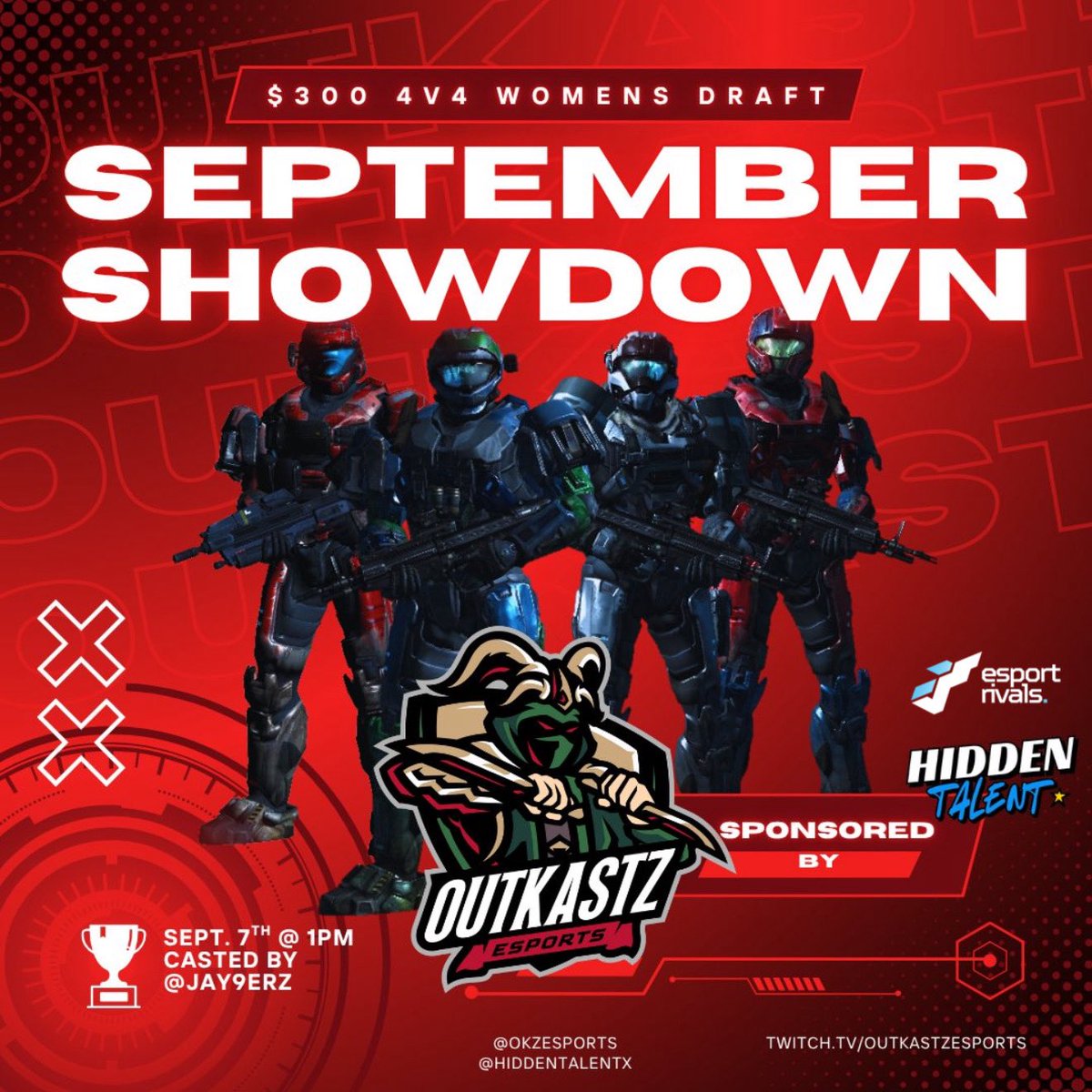 Hidden Talent (@hiddentalentx) on Twitter photo We are partnering up with <a href="/oKzEsports/">OutKastz Esports</a> and <a href="/EsportRivals_/">EsportRivals</a> to bring you a September Showdown on September 7th casted by the goat <a href="/jay9erz/">Jay9erz</a> and <a href="/VGhost115/">Rickyisghost</a> with a prize pool of $300! Make sure to sign up on docs.google.com/forms/d/e/1FAI… We are partnering up with <a href="/oKzEsports/">OutKastz Esports</a> and <a href="/EsportRivals_/">EsportRivals</a> to bring you a September Showdown on September 7th casted by the goat <a href="/jay9erz/">Jay9erz</a> and <a href="/VGhost115/">Rickyisghost</a> with a prize pool of $300! Make sure to sign up on docs.google.com/forms/d/e/1FAI…