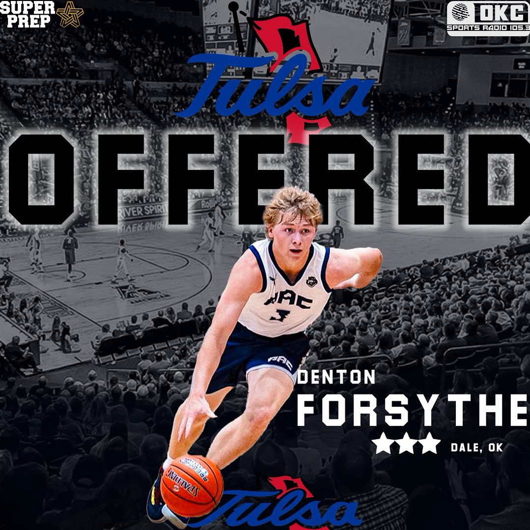 Dale G Denton Forsythe ‘26 has been of offered to play basketball at The University of Tulsa. 

Tulsa is his second offer in the last 24 hours 🔥