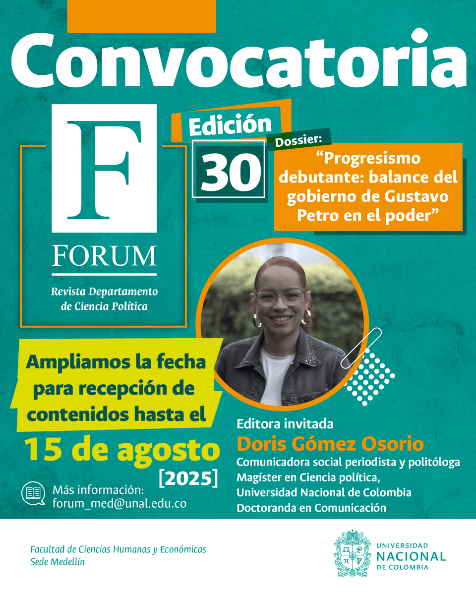 📢 La convocatoria de la edición 30 de la Revista Forum sigue abierta hasta el 15 de agosto.

💫 Queremos conocer tus investigaciones y seguir aportando a la labor académica y de divulgación del conocimiento.

Toda la información en: bit.ly/ForumEd30