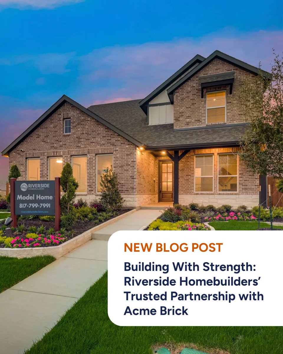 RSHomebuilder's tweet image. Building with strength, beauty, and reliability. That’s what our partnership with Acme Brick is all about! At Riverside Homebuilders, we’re proud to work with trusted partners who share our commitment to quality. Read the blog to learn more!✨ bit.ly/4lpd13B