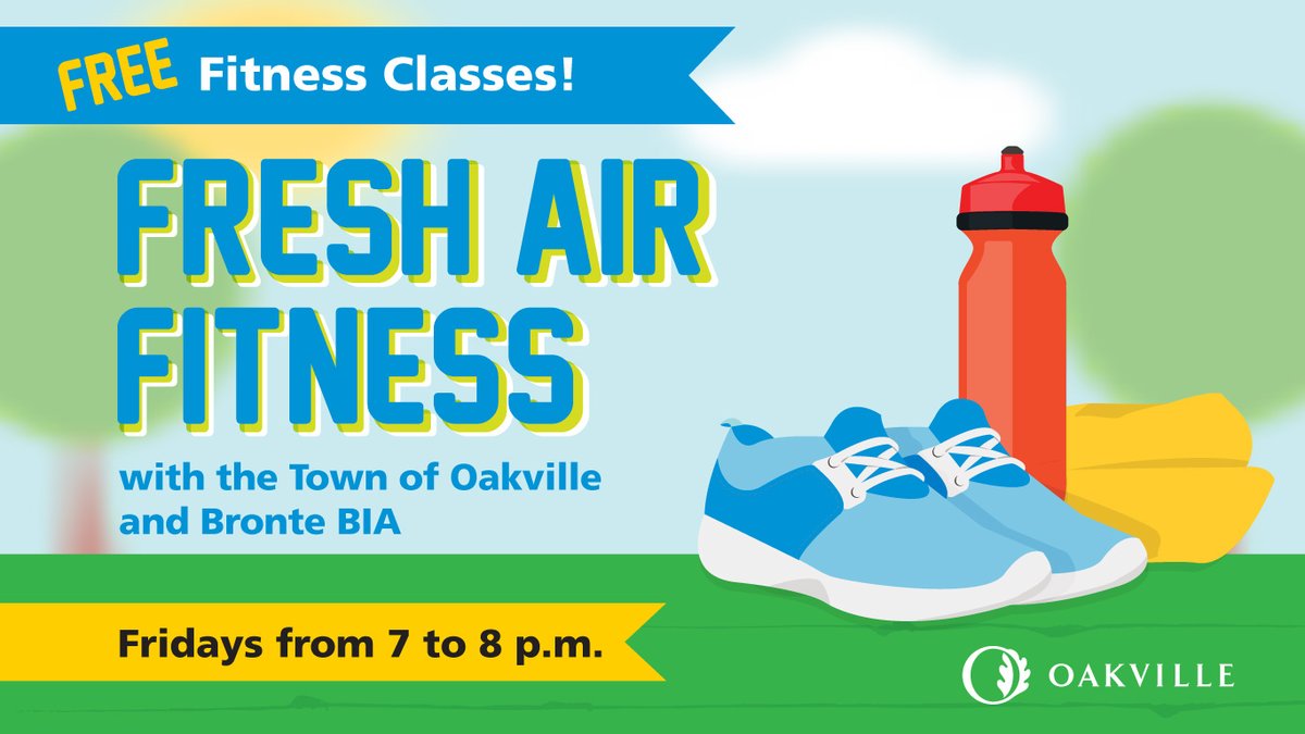 townofoakville's tweet image. Join us Friday, July 18, at Bronte Market Square for Fresh Air Fitness! The Town of Oakville is partnering with @BronteBIA to bring you weekly free outdoor fitness classes, Friday evenings from 7 to 8 p.m.

Details: oakville.ca/community-even…