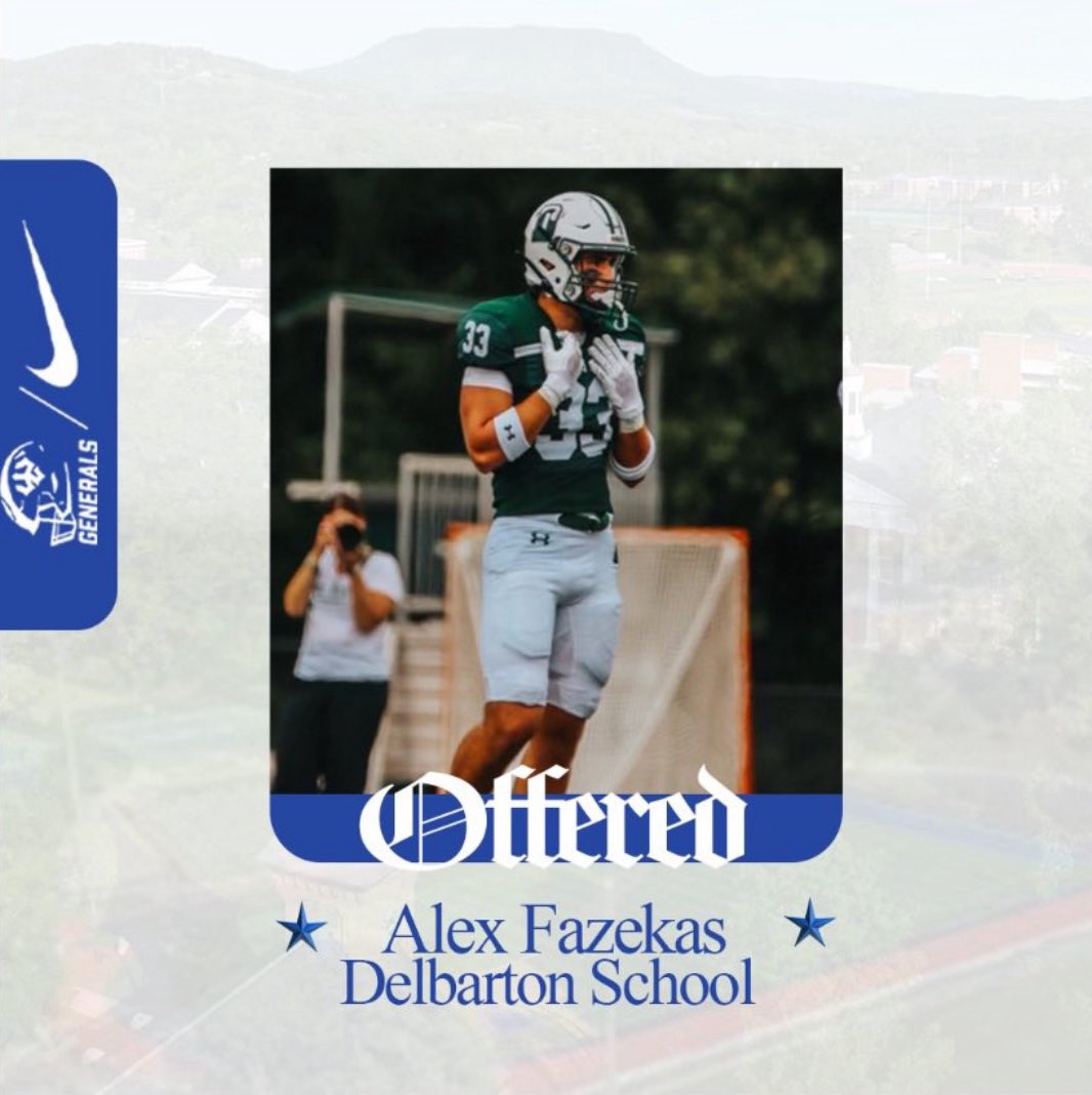 Alex Fazekas (@alexfazekas5) on Twitter photo Extremely excited to have earned an offer from <a href="/Generals_Fball/">GeneralsFootball</a>! Thank you <a href="/Coach_Kirk4/">Andrew Kirkland</a> for this amazing opportunity!
<a href="/BrianJBowers5/">Brian J Bowers</a> <a href="/Coach_Leo24/">Matt Leotti</a> <a href="/Coach_Brady/">Aaron Brady</a> <a href="/_Coach_Chi/">Coach Luke Chiarolanzio</a> Extremely excited to have earned an offer from <a href="/Generals_Fball/">GeneralsFootball</a>! Thank you <a href="/Coach_Kirk4/">Andrew Kirkland</a> for this amazing opportunity!
<a href="/BrianJBowers5/">Brian J Bowers</a> <a href="/Coach_Leo24/">Matt Leotti</a> <a href="/Coach_Brady/">Aaron Brady</a> <a href="/_Coach_Chi/">Coach Luke Chiarolanzio</a>