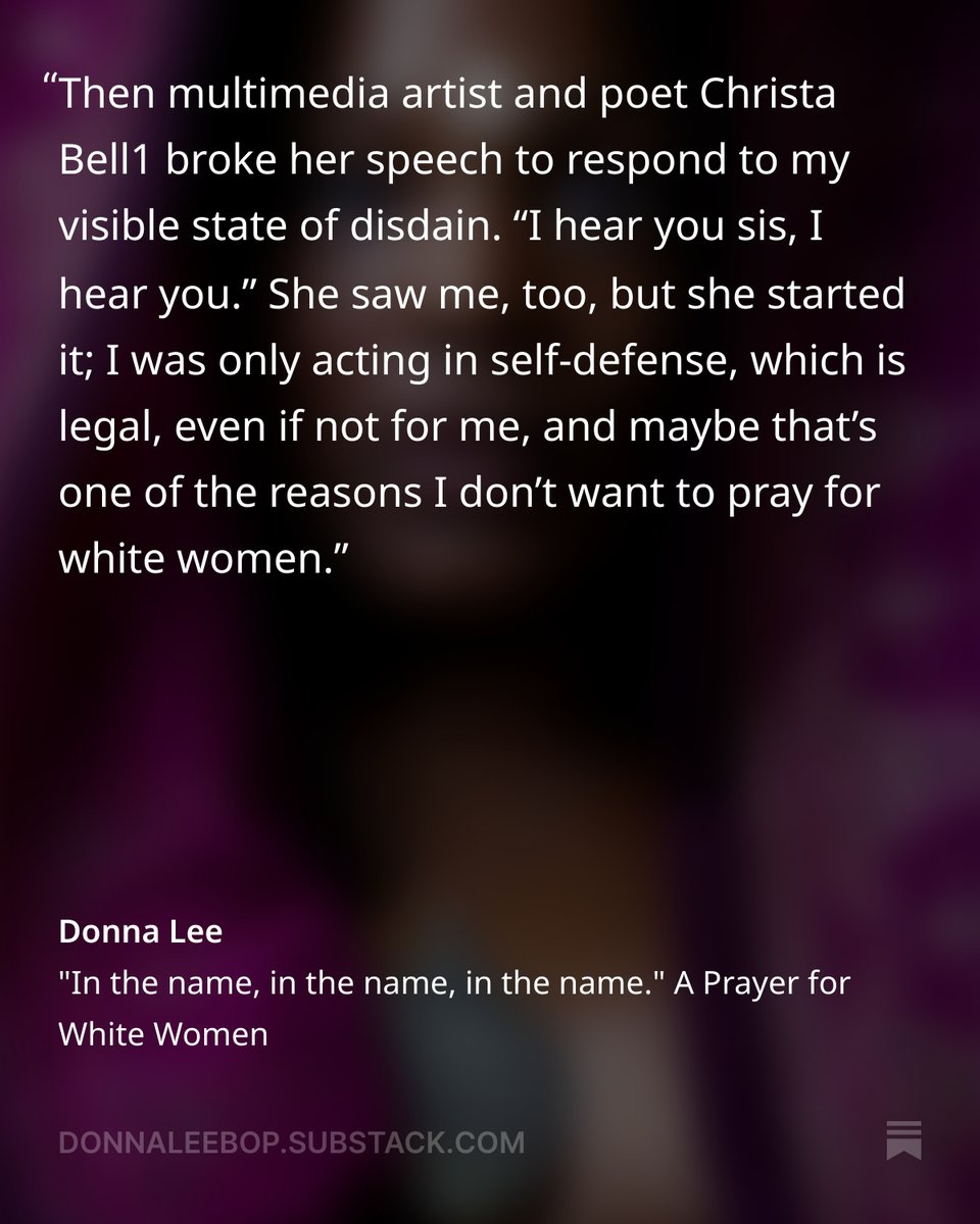 "Multimedia artist Christa Bell confronts Black women's relationships to white women, and white women's relationships to their mothers at Lincoln Center's Summer for the City."

donnaleebop.substack.com/p/in-the-name-…