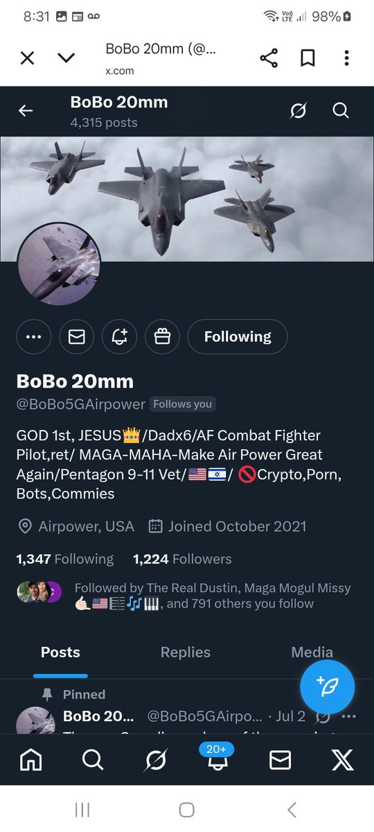 Who wants to boost this USAFVETERAN please give <a href="/BoBo5GAirpower/">BoBo 20mm</a> a follow, repost 💪🫶👊💥💯🇺🇸🫡