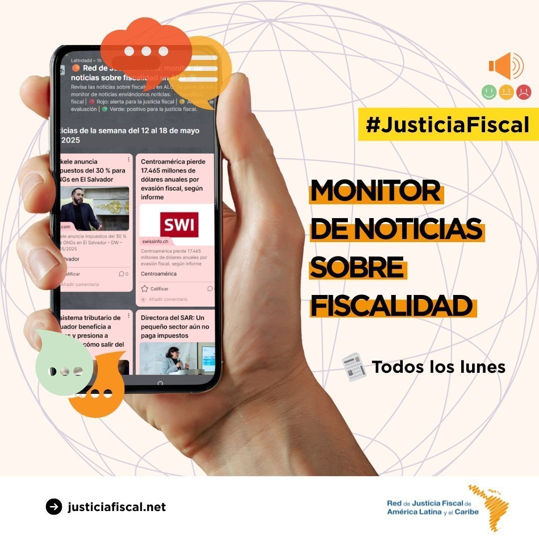 justiciafiscal's tweet image. 📰Ya está disponible el nuevo boletín semanal de #noticias sobre fiscalidad en América Latina y el Caribe.
📌Entérate de los temas más relevantes sobre tributación con un enfoque de #JusticiaFiscal: bit.ly/NoticiasRJF
