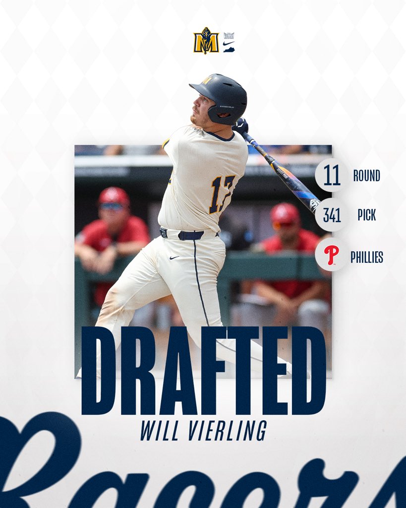 RacersBaseball's tweet image. MKY 👉 Philly
Congrats to @WilliamVierling on being selected by the @Phillies in the 11th round!
#GoRacers🏇