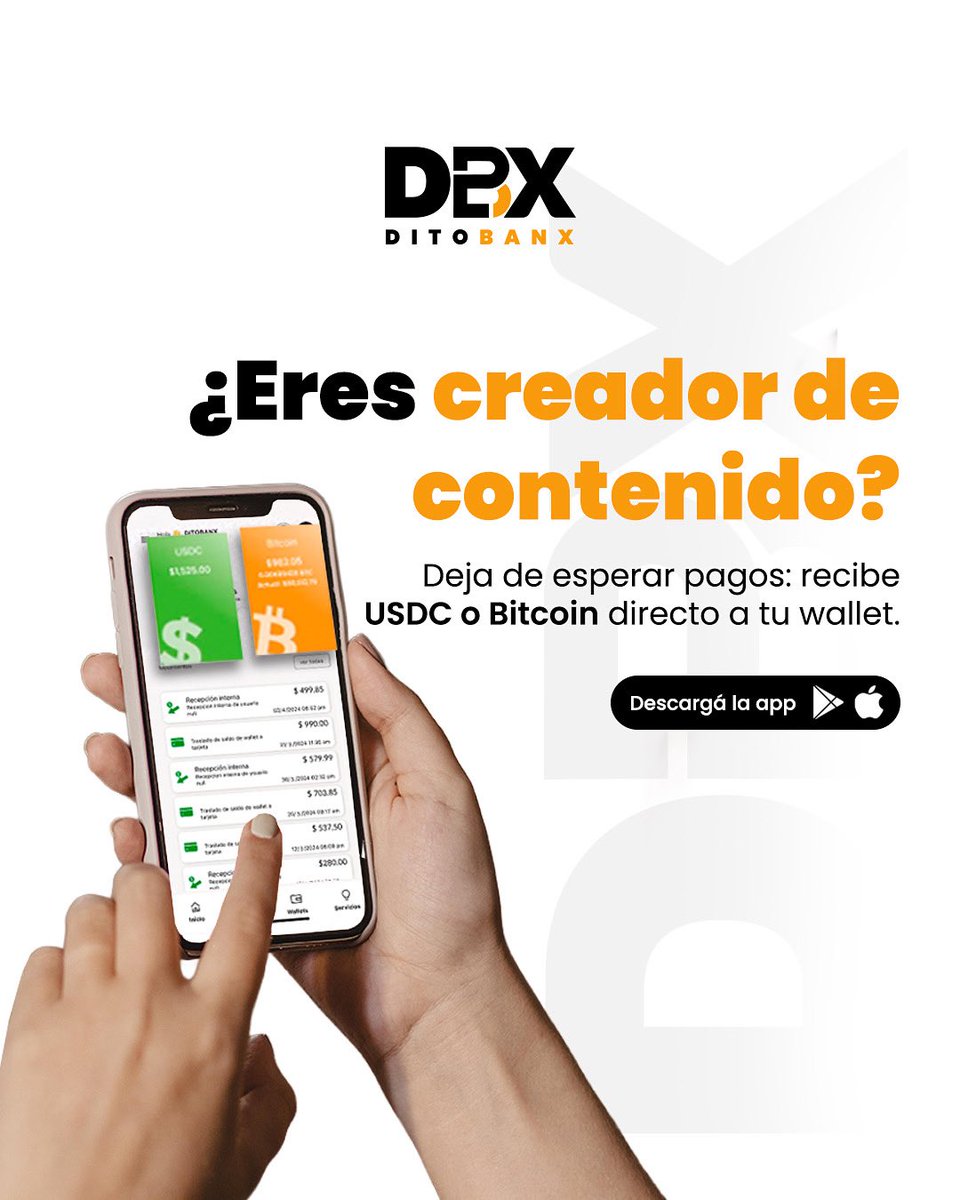 Ditobanx's tweet image. 🎬 Crea. Publica. Cobra en activos digitales.
Recibí tus pagos en USDC o Bitcoin directo a tu Ditowallet.

#InnovaciónFinanciera #AccesoParaTodos #DitoBanx #FintechLatam