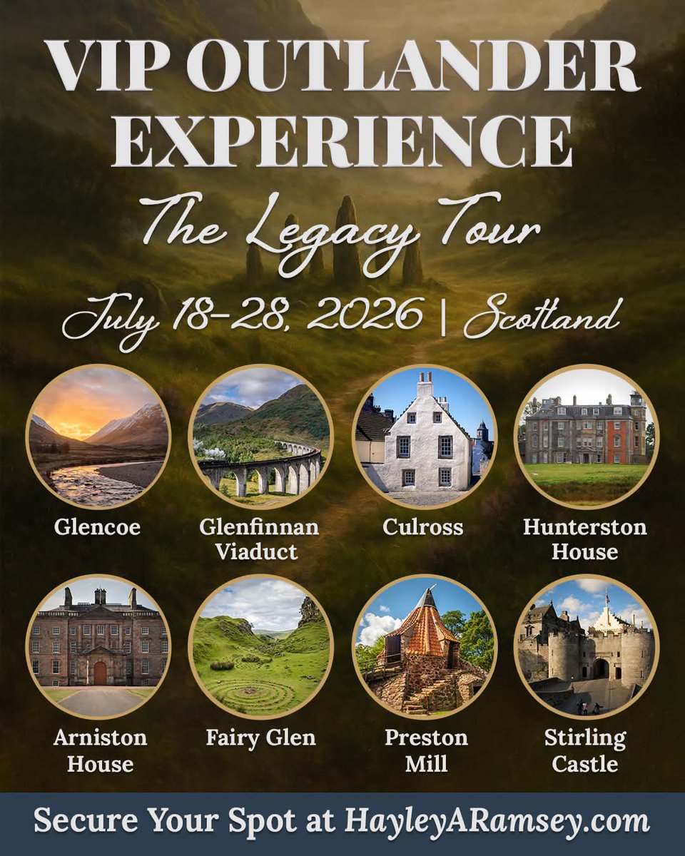 hayleyaramsey's tweet image. ✨ Just Announced: The VIP Outlander Experience: The Legacy Tour 2026 is Now Open to the Public for Sign-Ups! ⛰️
🔥 Only 8 spots left out of 17, make your deposit now to secure your spot!
⸻
🌿 Over 10 unforgettable days, we’ll travel through some of the most stunning and…