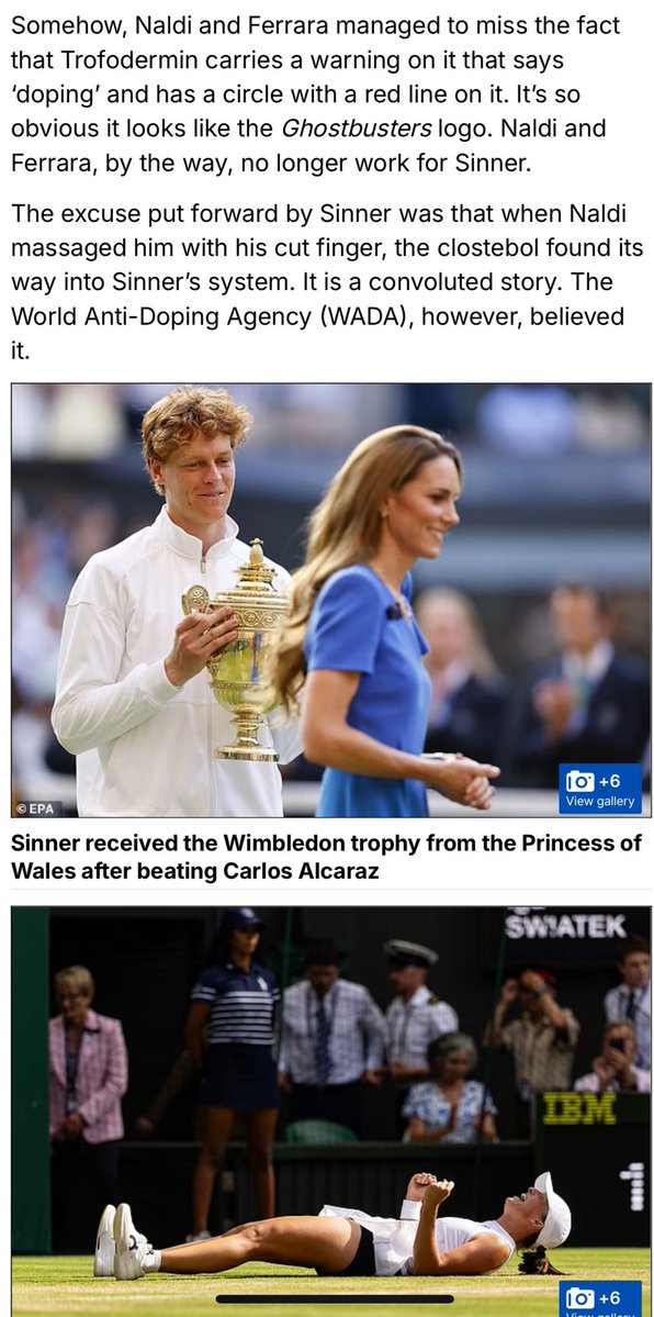 TennisPuneet's tweet image. Everything I read makes me realise that Sinner and Swiatek were lucky to be able to compete at Wimbledon.
This article by @OllieHolt22 is to the point.
It’s cringe that people talk about the “ordeal” of these two.
They are very, very lucky. Why are Swiatek and Sinner being…