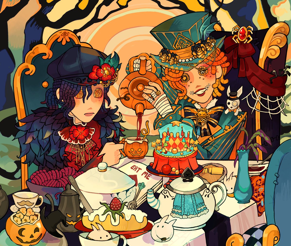 gellyplanet's tweet image. in my mind these costumes match #IdentityV commission ✌︎( •͈ ᗜ•͈ )✌︎
