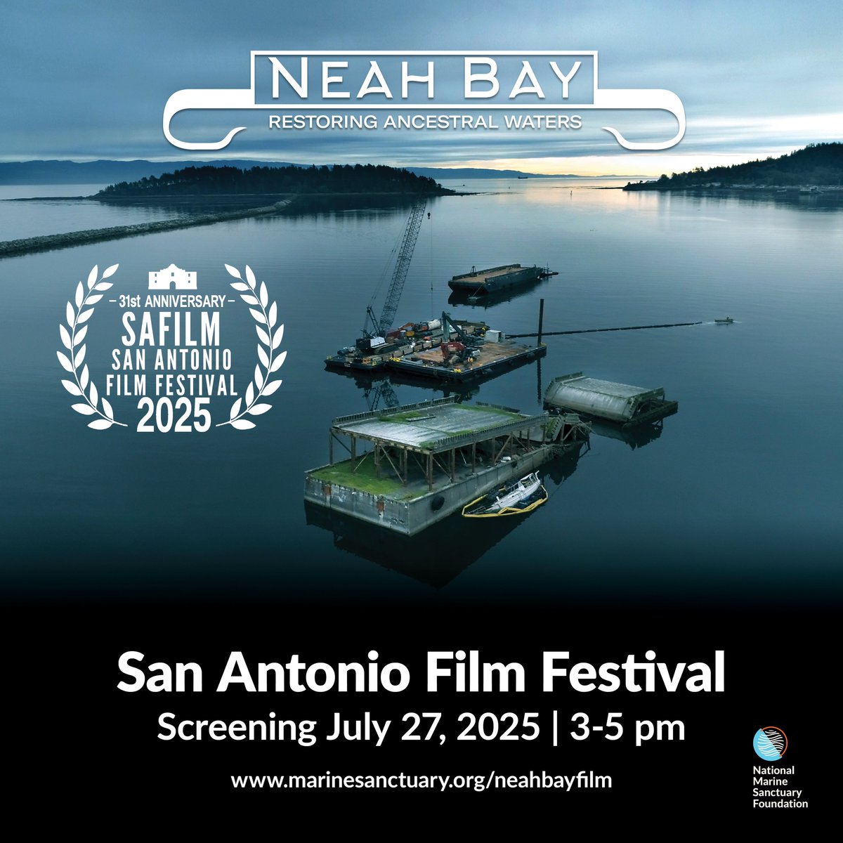 National Marine Sanctuary Foundation (@marinesanctuary) on Twitter photo Want a chance to see the <a href="/marinesanctuary/">National Marine Sanctuary Foundation</a>’s film Neah Bay: Restoring Ancestral Waters, directed by Nancy Donnelly?
Now you can at the San Antonio Film Festival at the <a href="/TobinCenterSA/">Tobin CenterSA</a> on July 27!
Learn more and get tickets today at safilm.com/screenings #SanAntonioFilmFestival Want a chance to see the <a href="/marinesanctuary/">National Marine Sanctuary Foundation</a>’s film Neah Bay: Restoring Ancestral Waters, directed by Nancy Donnelly?
Now you can at the San Antonio Film Festival at the <a href="/TobinCenterSA/">Tobin CenterSA</a> on July 27!
Learn more and get tickets today at safilm.com/screenings #SanAntonioFilmFestival