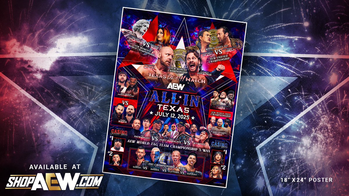 ShopAEW's tweet image. Celebrate the incredible event that was #AEWAllInTexas with this 18" x 24" event poster, available NOW at @ShopAEW!
shopaew.com/catalog/produc…