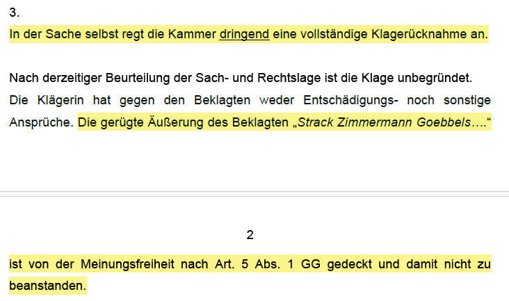 „Strack Zimmermann Goebbels“ laut Landgericht (kontextabhängig) zulässige Meinungsäußerung

Landgericht gibt der FDP‑Kriegstreiberin Strack-Zimmermann einen deutlichen Hinweis und regt an, dass StraZi ihre #sodoneabschalten‑Unterlassungsklage gegen unseren Mandanten zurücknimmt.