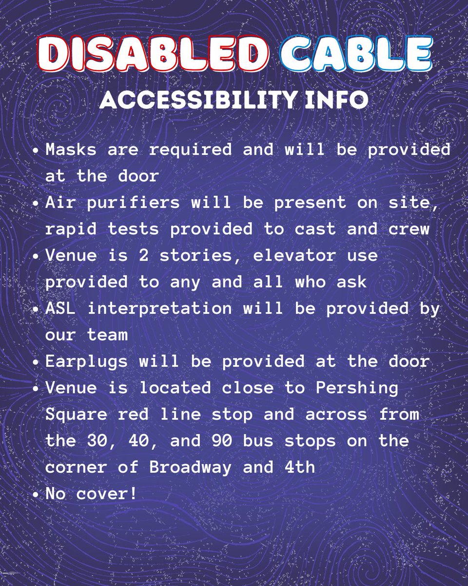 CleanAirLA's tweet image. Tomorrow night we’ll be supporting Disabled Cable with air filters & masks.
See flyer for details.