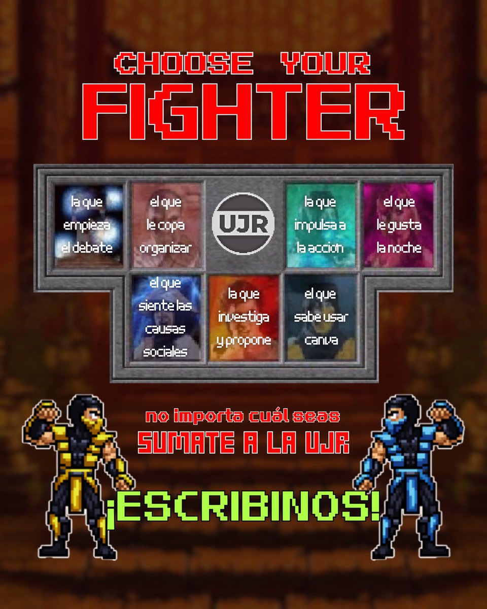 🥷 Choose your fighter, reformista. 

Sumate a la UJR y jugá en equipo por un Uruguay mejor. ¿Qué estás esperando? 

bit.ly/unitealarenova…