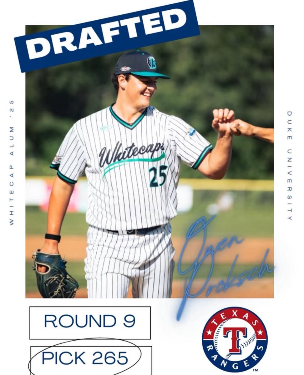 With the 265th pick in the 2025 MLB Draft, the Texas Rangers have selected former Whitecaps P Owen Proksch (‘25).