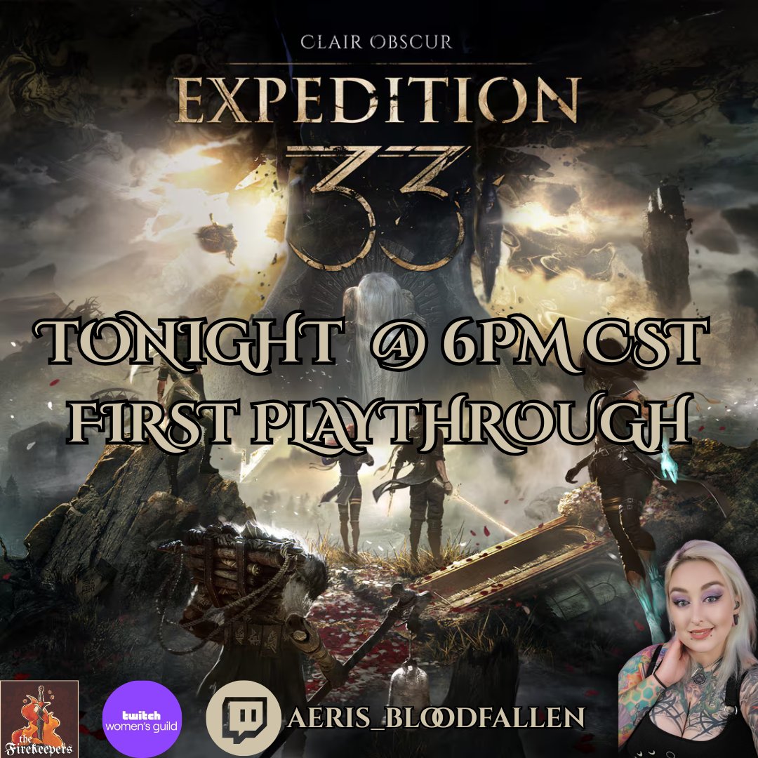 AerisBloodfall's tweet image. ITS FINALLY HAPPENING! Tonight we start #clairobscureexpedition33 !!! Its our #firstplaythrough and im so excited because I've been wanting to try this game! So, make sure to come hang out and enjoy the game with me! 

#twitch #community #streamer #twitchwomensguild