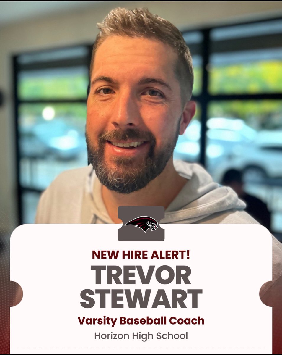Excited to announce Trevor Stewart as our new head varsity baseball coach! Coach Stewart comes to Horizon with experience as a varsity level head coach and club coach/instructor. Welcome to #HawkNation, Coach Stewart! Let’s go, Hawks!