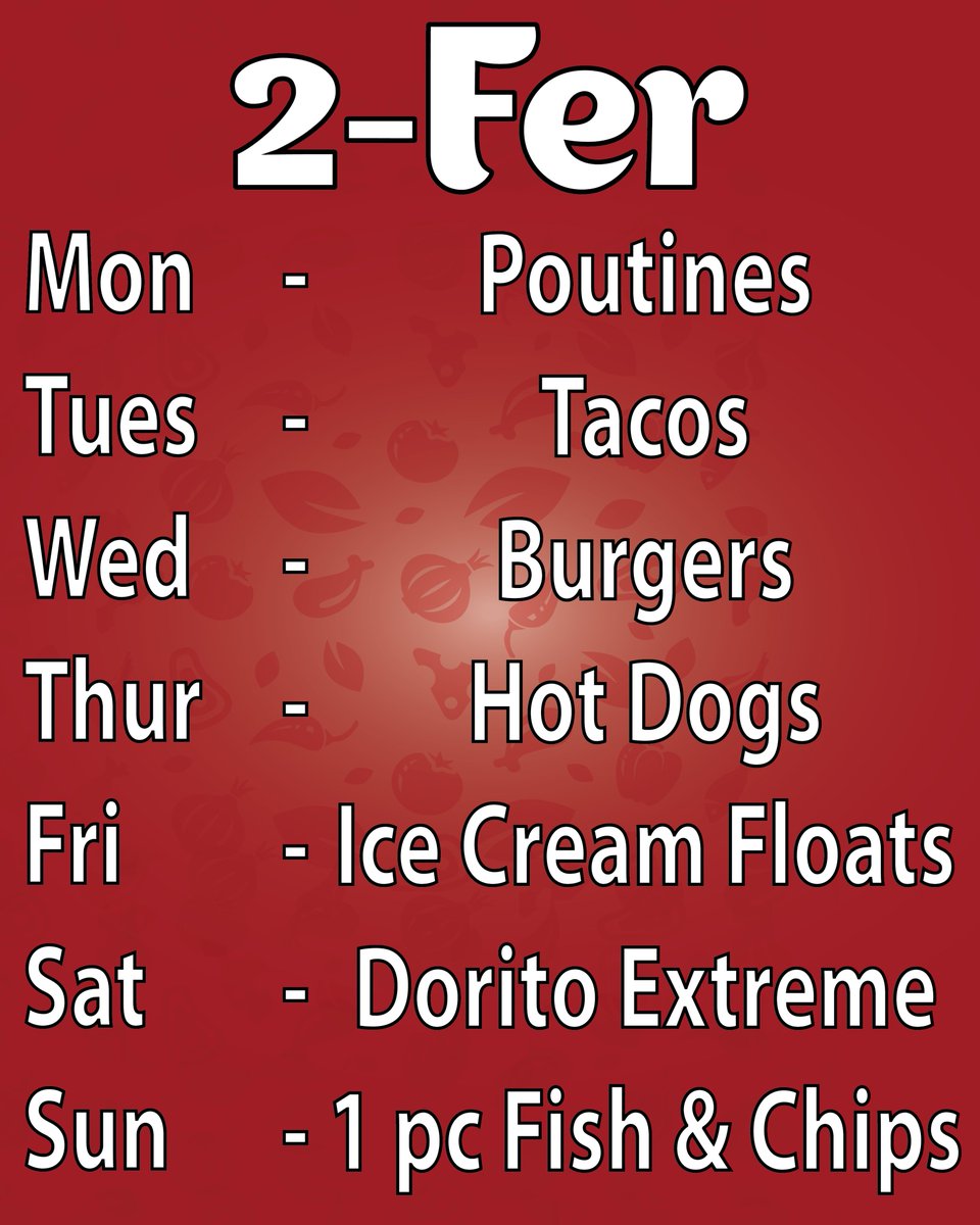 Are you looking for a break this summer? For a limited time, get these 2 Fer 1 deals. Not available for online ordering or delivery.

#2fer