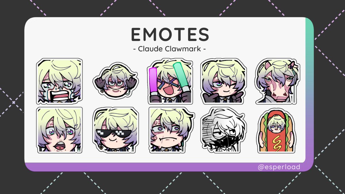 esper 👛 (@esperload) on Twitter photo I drew new emotes for <a href="/ClaudeClawmark/">Claude Clawmark 🧤❔ NIJISANJI EN</a> ‼️ I hope Outclaws enjoy using them all in his future streams🙇♀️
#PICLAWSSO I drew new emotes for <a href="/ClaudeClawmark/">Claude Clawmark 🧤❔ NIJISANJI EN</a> ‼️ I hope Outclaws enjoy using them all in his future streams🙇♀️
#PICLAWSSO