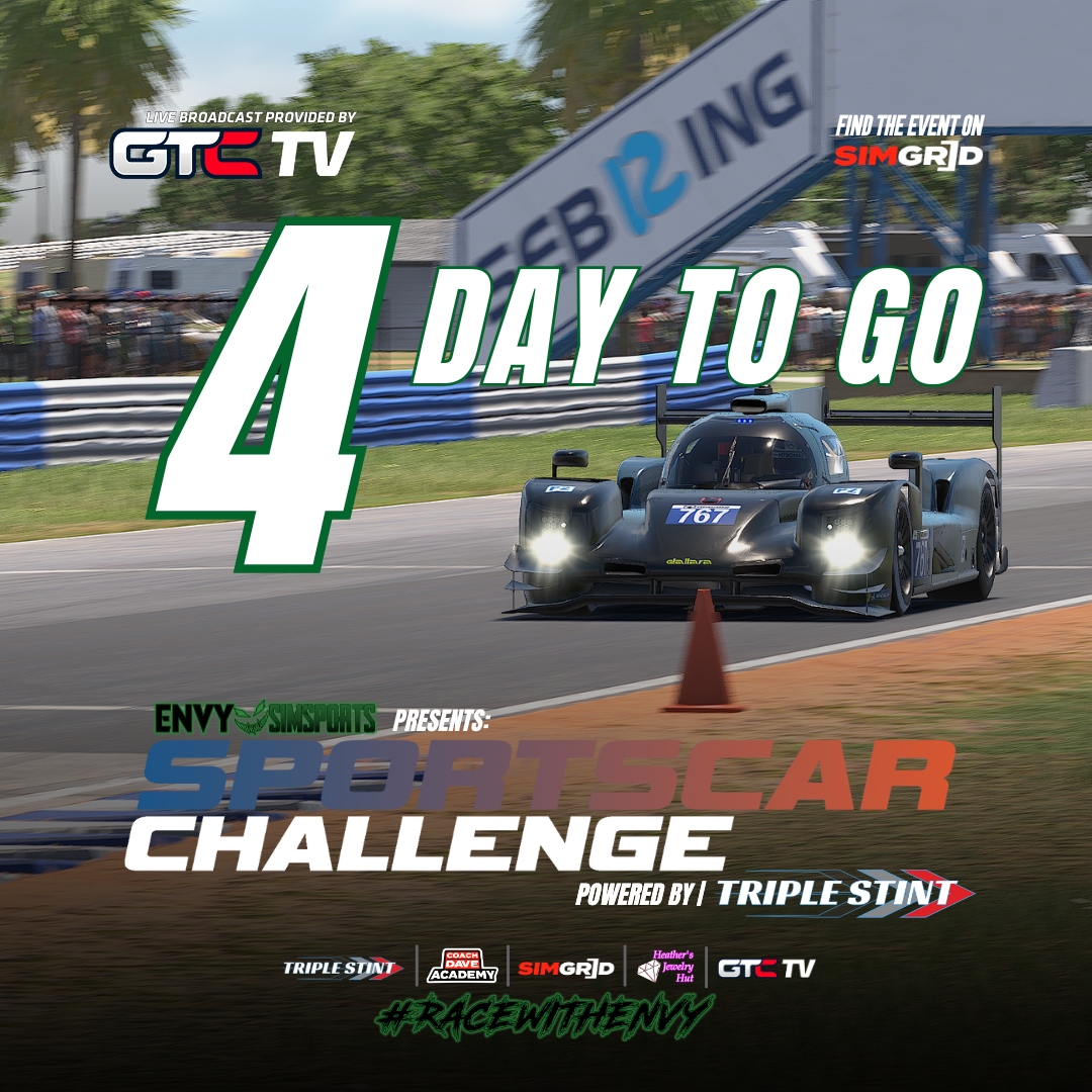Envy SimSports (@envysimsports) on Twitter photo This Friday is the Start of our #SportscarChallenge powered by <a href="/triple_stint/">Triple Stint Racing</a> - Secure your seat on the Grid right now👉buff.ly/Fg4pO8O
#RaceWithEnvy <a href="/GTChampions_/">GT Champions</a> #simracing #coachdavesetups #iracing <a href="/sim_grid/">SimGrid</a> #racing This Friday is the Start of our #SportscarChallenge powered by <a href="/triple_stint/">Triple Stint Racing</a> - Secure your seat on the Grid right now👉buff.ly/Fg4pO8O
#RaceWithEnvy <a href="/GTChampions_/">GT Champions</a> #simracing #coachdavesetups #iracing <a href="/sim_grid/">SimGrid</a> #racing